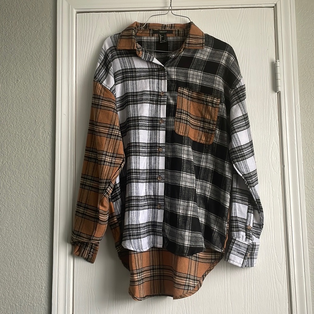 Plaid high, low shirt